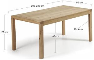 Tölgy összecsukható étkezőasztal Kave Home Briva 180/230 x 90 cm