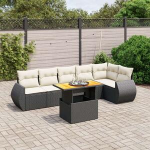 VidaXL Polyrattan Kerti Ülőgarnitúra - 7 részes - Fekete