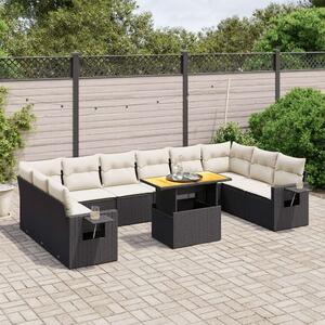 VidaXL Polyrattan Kerti Ülőgarnitúra - 11 részes - Fekete
