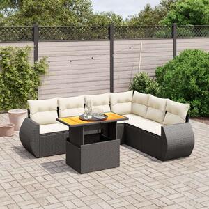VidaXL Polyrattan Kerti Ülőgarnitúra - 7 részes - Fekete