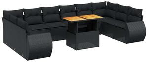 VidaXL Polyrattan Kerti Ülőgarnitúra - 11 részes - Fekete