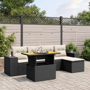 VidaXL Polyrattan Kerti Ülőgarnitúra - 6 részes, Fekete