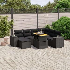 VidaXL Polyrattan Kerti Ülőgarnitúra - 8 részes - Fekete