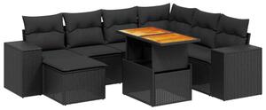 VidaXL Polyrattan Kerti Ülőgarnitúra - 8 részes - Fekete