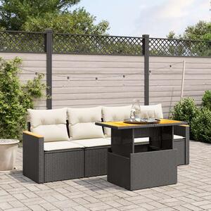 VidaXL 5 részes Kerti Kanapé - Fekete Polyrattan