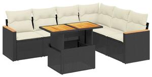 VidaXL Polyrattan Kerti Ülőgarnitúra - 7 részes - Fekete