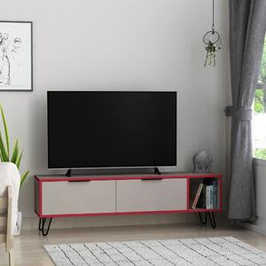 TV álvány 150 cm, szürkésbarna, burgundi vörös - STOCKHOLM