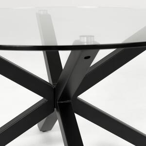 Üveg étkezőasztal Kave Home Argo 119 cm fekete fém talppal