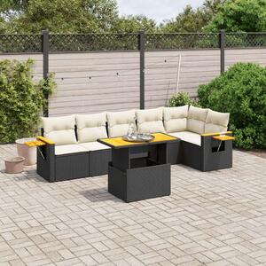 VidaXL Polyrattan Kerti Ülőgarnitúra - 7 részes - Fekete
