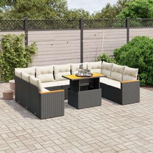 VidaXL Polyrattan Kerti Ülőgarnitúra - 10 részes - Fekete