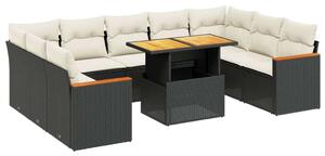 VidaXL Polyrattan Kerti Ülőgarnitúra - 10 részes - Fekete