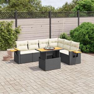 Polyrattan Kerti Ülőgarnitúra - 7 részes - Fekete