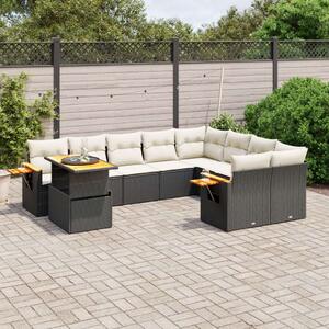 VidaXL Polyrattan Kerti Ülőgarnitúra - 10 részes - Fekete