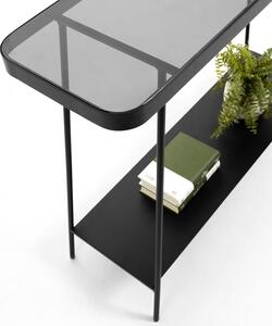 Fekete fém fésülködőasztal Kave Home Duilia 110 x 85 cm üveglappal