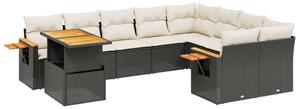 VidaXL Polyrattan Kerti Ülőgarnitúra - 10 részes - Fekete