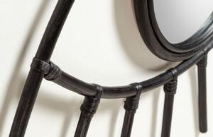 Fekete rattan függő tükör Kave Home Maela 72 x 45 cm