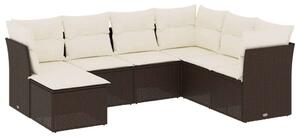 Polyrattan Kerti Ülőgarnitúra - 7 részes - Barna