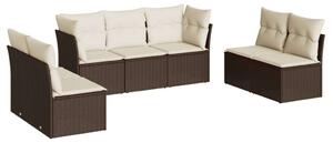 Polyrattan Kerti Ülőgarnitúra - 7 részes - Barna
