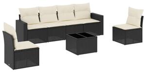 VidaXL Polyrattan Kerti Ülőgarnitúra - 7 részes - Fekete