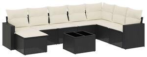 VidaXL Polyrattan Kerti Ülőgarnitúra - 9 részes - Fekete