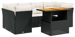 VidaXL Polyrattan Kerti Ülőgarnitúra - 7 részes - Fekete