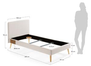 Bézs szövet egyszemélyes ágy Kave Home Dyla 90 x 190 cm