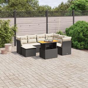 VidaXL Polyrattan Kerti Ülőgarnitúra - 8 részes - Fekete