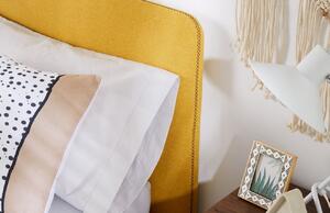 Mustársárga szövet egyszemélyes ágy Kave Home Dyla 90 x 190 cm