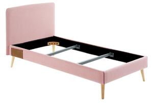 Rózsaszín szövet egyszemélyes ágy Kave Home Dyla 90 x 190 cm