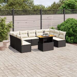 VidaXL Polyrattan Kerti Ülőgarnitúra - 10 részes - Fekete