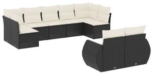 VidaXL Polyrattan Kerti Ülőgarnitúra - 9 részes - Fekete