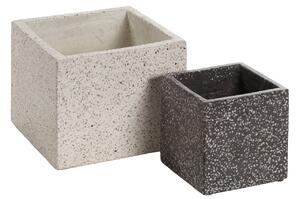Bézs-fekete készlet két terrazzo virágcserépből Kave Home Bransc 26x26/ 17x17 cm