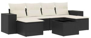 VidaXL Polyrattan Kerti Ülőgarnitúra - 7 részes - Fekete