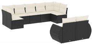 VidaXL Polyrattan Kerti Ülőgarnitúra - 9 részes - Fekete