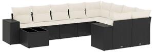 VidaXL Polyrattan Kerti Ülőgarnitúra - 10 részes - Fekete