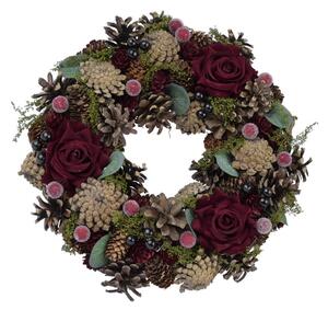 Pine karácsonyi természetes koszorú rózsákkal, ø 27 cm - Ego Dekor