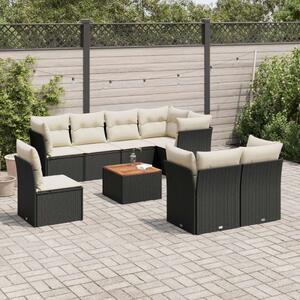 VidaXL Polyrattan Kerti Ülőgarnitúra - 9 részes - Fekete