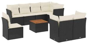 VidaXL Polyrattan Kerti Ülőgarnitúra - 9 részes - Fekete