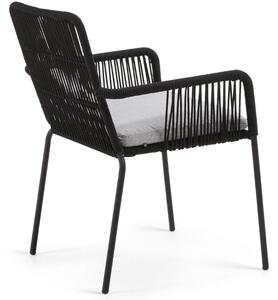 Fekete fonott kerti szék Kave Home Samanta
