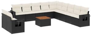 VidaXL Polyrattan Kerti Ülőgarnitúra - 12 részes - Fekete