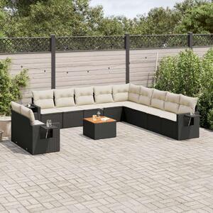 VidaXL Polyrattan Kerti Ülőgarnitúra - 12 részes - Fekete