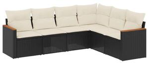 VidaXL Polyrattan Kerti Ülőgarnitúra - 6 részes - Fekete