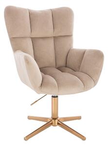 HR650CROSS Latte modern velúr szék arany lábbal