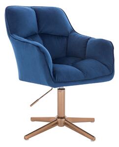 HR550CROSS Tengerkék modern velúr szék arany lábbal
