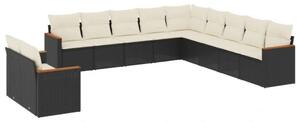 VidaXL Polyrattan Kerti Ülőgarnitúra - 11 részes - Fekete