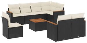 Polyrattan Kerti Ülőgarnitúra - 9 részes - Fekete