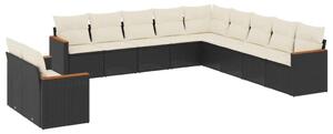 VidaXL Polyrattan Kerti Ülőgarnitúra - 11 részes - Fekete