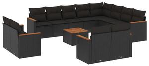 VidaXL Polyrattan Kerti Ülőgarnitúra - 13 részes - Fekete