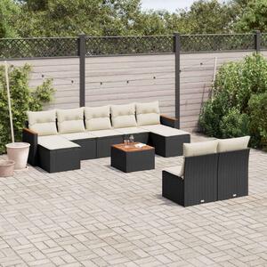 VidaXL Polyrattan Kerti Ülőgarnitúra - 10 részes - Fekete