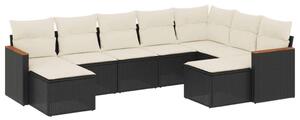VidaXL Polyrattan Kerti Ülőgarnitúra - 9 részes - Fekete